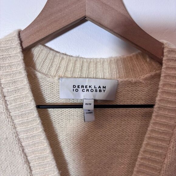 DEREK LAM 10 CROSBY Bonnie Fair Isle Cardigan Wool Blend Boxy Size XS - Picture 9 of 16